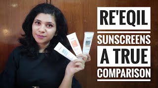 Reequil oxybenzone free vs ultra matte dry touch vs 100mineral sunscreen  Reequil best sunscreen [upl. by Nurav547]