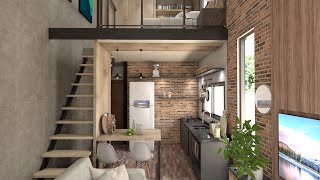 KITNET LOFT INDUSTRIAL 35x7 METROS l Erbani Design [upl. by Aevin875]