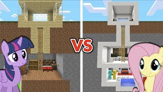 My Little Pony NOOB vs PRO MODERN HOUSE BUILD CHALLENGE in Minecraft [upl. by Ellehcear]