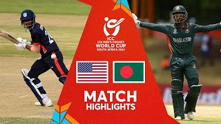 Match Highlights  Bangladesh v USA  U19 CWC 2024 [upl. by Borek92]