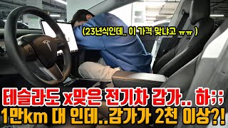 테슬라 23년식 1만km 대인데 x같이 감가 먹음 ㅠㅠ 전기차는 진짜 신차로 사면 큰일 나는 이유 국산차보다 저렴하게 가져가세요 [upl. by Bolen]