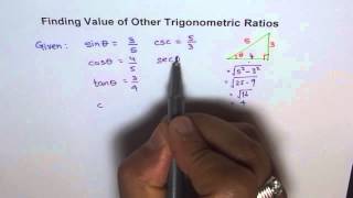 Find Other Trigonometric Functions From One Given Ratio [upl. by Irama916]