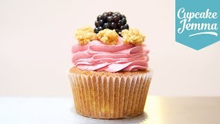 Apple amp Blackberry Crumble Cupcake Recipe  Cupcake Jemma [upl. by Esinereb]