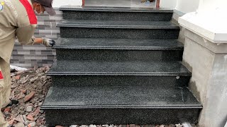 Techniques Construction amp Installation Granite On Porch Steps Professional Accurately [upl. by Arbmat]