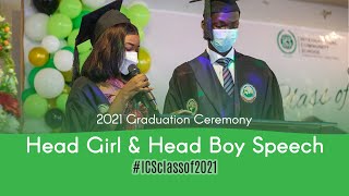 Graduation 2021 Head Girl amp Head Boy Speech [upl. by Young]