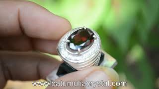 Almandine Garnet Mounted on SIlver Ring [upl. by Figge]