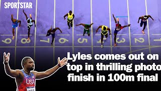 Highlights Noah Lyles wins 100m final in thrilling photo finish  Paris Olympics 2024 [upl. by Nnylyak]