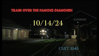 CSX nighttime intermodal train over the famous Plant City diamond  101424 [upl. by Anielram]