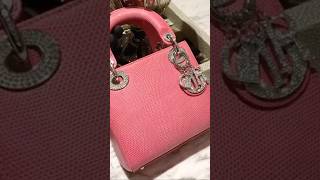 CD Mini Lady D Bag Pink Exotic Leather Swarovski Crystals minibag exotic leather luxurybag [upl. by Alekin]