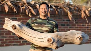 Talented Woodworker Using Uniquely Shaped Wood to Create a Stunning Focal Point for His Table [upl. by Klotz357]