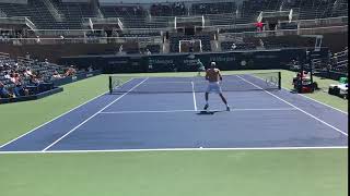 Isner Follows a Ferocious Kick Serve to Net [upl. by Lazar]