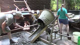 Cabin Build Part 20 Pouring Foundation Piers And Stair Landing Pad [upl. by Kellyann]