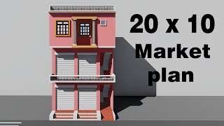 20 by 10 market design20x10 ghar or dukan choota sa ghar ka nksha  AtoZ homes designing [upl. by Ide]