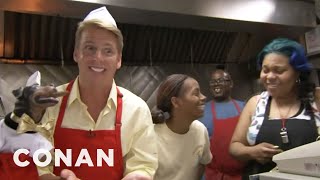 Jack McBrayer amp Triumph Visit Chicagos Wieners Circle  CONAN on TBS [upl. by Maxima]