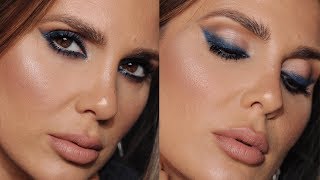 BLUE SMOKEY EYELINER LOOK  MAKEUP TUTORIAL  ALI ANDREEA [upl. by Frieda]