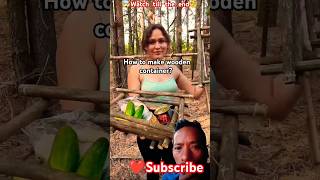 How to Make a Wooden Container in the Jungle 🪵🔥 shorts Bushcraft DIY [upl. by Janerich]