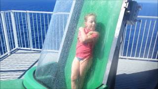 Carnival Cruise riding the water slide The Green Thunder  Carnival Spirit  Lots of fun [upl. by Lunsford]