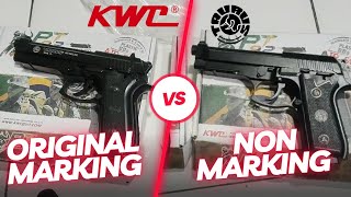 Perbedaan mencolok Kwc Taurus PT92 blowback 6mm Original marking vs Non Marking [upl. by Dnivra650]