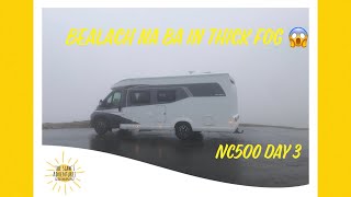 NC500 Motorhome road trip Driving the Bealach Na Ba Pass of the cattle in thick fog [upl. by Norrej]