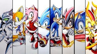 Drawing Sonic Characters Dreamcast Era  Compilation [upl. by Etteve]