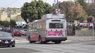 Trolleybuses TracklessTrolleys in San Francisco 2018 [upl. by Erdnael]