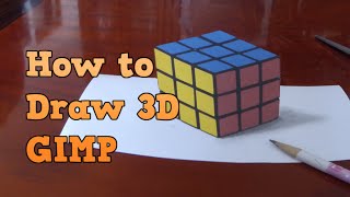 3D pictures with Gimp  Anamorphic pictures 22  Anamorphic pictures a rubiks cube with GIMP [upl. by Lorrayne]