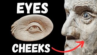 Wood spirit Eyes and cheeks Dremel Carving Tutorial [upl. by Cheng]