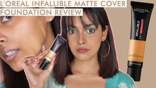 NEW LOreal Infallible 24H Matte Cover Foundation  Review 108 Caramel Beige [upl. by Attennot]