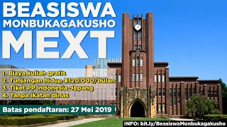 BEASISWA MONBUKAGAKUSHO MEXT  Kuliah ke Jepang Gratis [upl. by Ringsmuth]