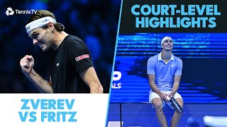 Taylor Fritz vs Alexander Zverev CourtLevel Highlights  Nitto ATP Finals 2024 [upl. by Notnirb]