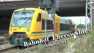 Bahnhof Eberswalde August 2012  Eisenbahn railroad trains [upl. by Dnalsor]