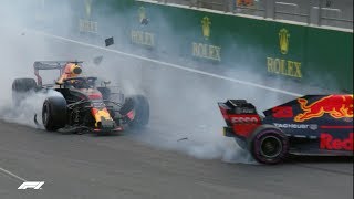 All The Angles Ricciardo and Verstappen Crash  2018 Azerbaijan Grand Prix [upl. by Aiek]