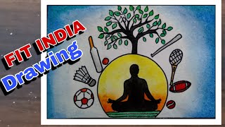 Freedom from Sedentary lifestyle Drawing  Fit India poster  Fit India Drawing [upl. by Voccola]