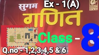 Bharti Bhavan Sugam Ganit Bihar Board Class 8 Ex 1A Qno  12345 amp 6 परीमेय संख्या [upl. by Natehc]