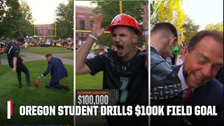 Nick Sabans PERFECT HOLD helps Oregon student DRILL field goal for 100000 💰  College GameDay [upl. by Anirpas]