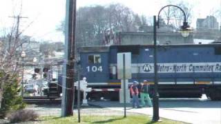 Metro North WX104 Work Train with Rebuilt GP35sPeekskill NY 4909 [upl. by Eromle870]