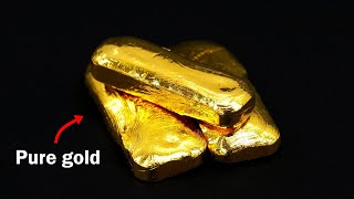 Turning old jewelry into pure gold bars [upl. by Serrell]