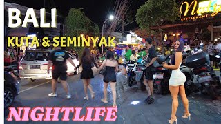 BALI NIGHTLIFE 🇮🇩 KUTA And SEMINYAK Bali Indonesia Night walking tour Bali Night Life 4K [upl. by Lowry]