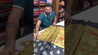 Mustard Yellow Kora Silk Kalamkari Print Saree  1099  COD Avaialble [upl. by Eiahpets]