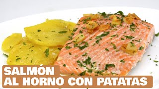 Salmón al horno con patatas Una deliciosa y saludable opción para tu cena [upl. by Llebana327]