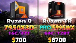 Ryzen 9 7950X3D vs Ryzen ThreadRipper PRO 5995WX  Will You Get Any FPS Boost for The Extra Price [upl. by Eahsal]