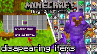 Bugs Glitches amp Updates In 12072 Minecraft Warning DISAPEARING ITEMS Op Dupe Glitch  More [upl. by Nirmak]