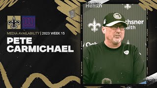 Pete Carmichael talks Rashid Shaheed Giants defense  New Orleans Saints [upl. by Hera]