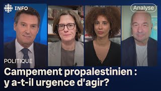 Panel politique  un campement propalestinien sinstalle à lUQAM [upl. by Ledda]