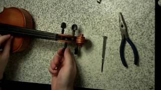 Geared violin peg installation  Knilling Perfection [upl. by Lsil959]