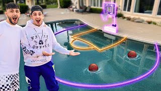 Surprising Faze Rug amp Brawadis with a BASKETBALL COURT in the Pool [upl. by Ycaj766]