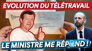 💥 Télétravail  Réponse du Ministre Stanislas Guérini sur le plafond de jours et lindemnisation 💶 [upl. by Dall]