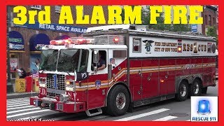 Manhattan 3rd ALARM  Major FDNY response  Lots of lights amp siren action [upl. by Koosis]