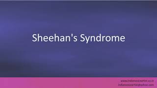 Pronunciation of the words quotSheehans Syndromequot [upl. by Anavi1]