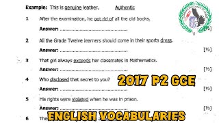 English Examination Questions  Vocabularies 2017 paper 2 exam2024 [upl. by Nilhsa]